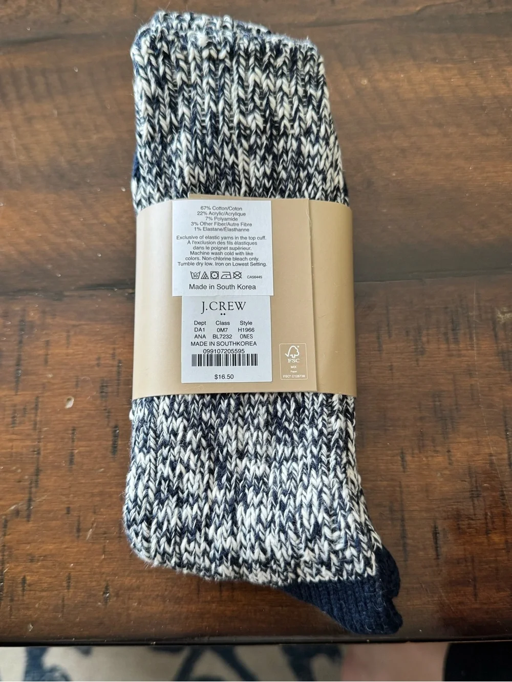 J. Crew Navy and White Marled Camp Socks